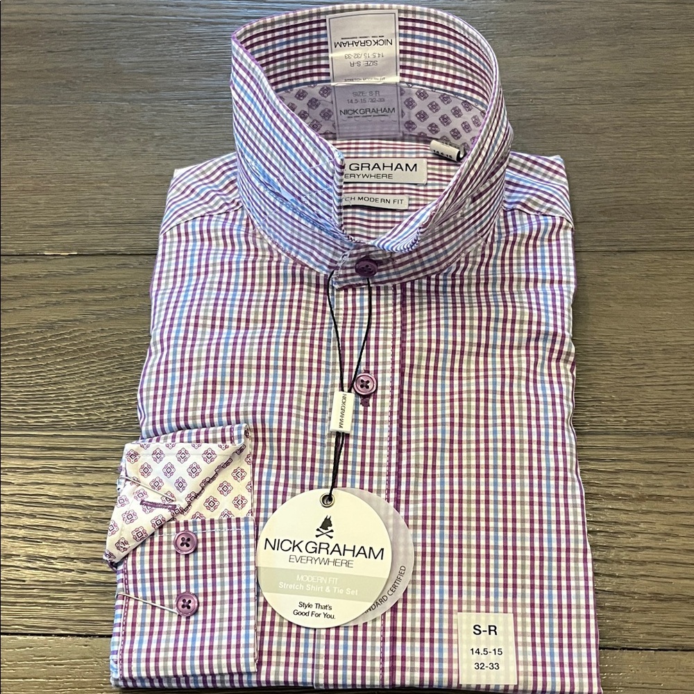 Nick Graham Men's Purple Checkered Casual Shirt